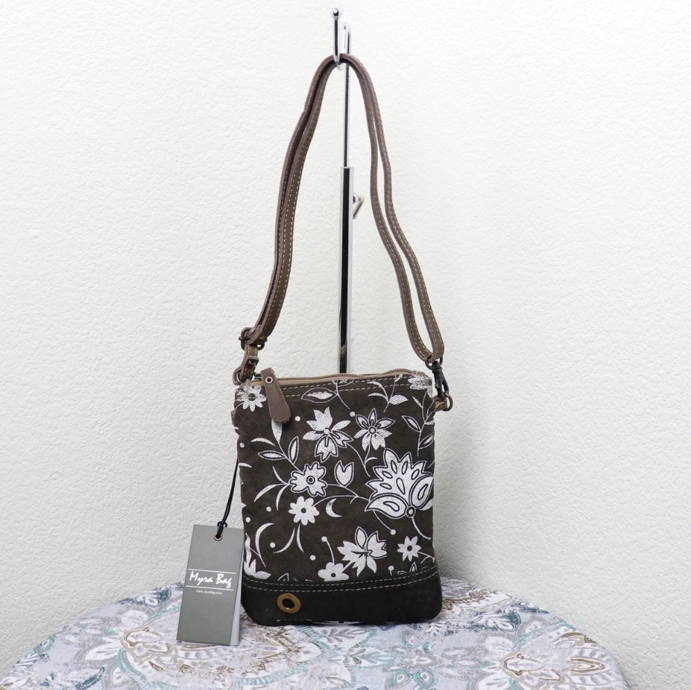 🆕Myra Bag Brown Floral Crossbody Bag Small Purse - Picture 2 of 8